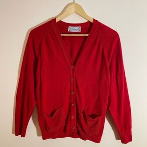 Vintage Edinburgh Lambswool Red Cardigan